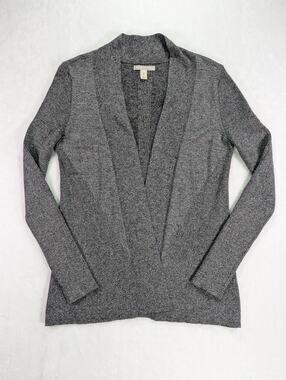 Dana Buchman Charcoal Gray Open Front Cardigan Sweater Knit Cozy Casual S